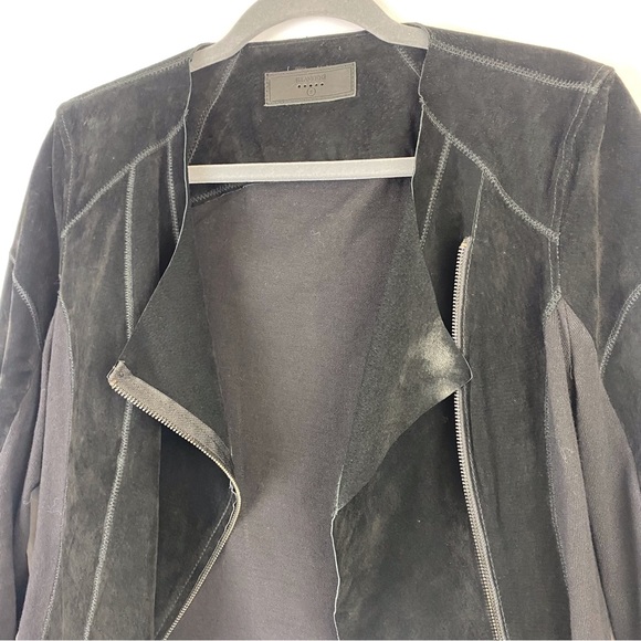 Blank NYC Black Leather Suede Asymmetrical Zip Moto Biker Jacket - Picture 4 of 14